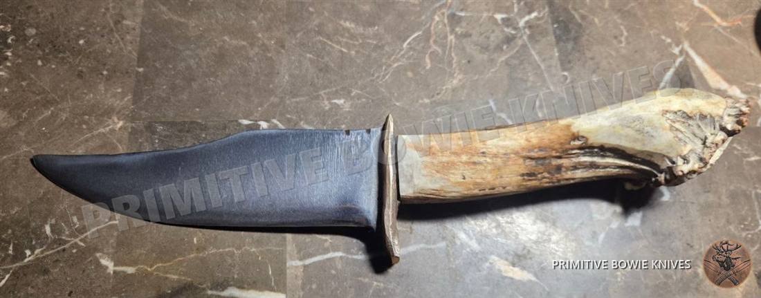 Dark blade bowie stag handle, a handmade elk stag knife that has been sold